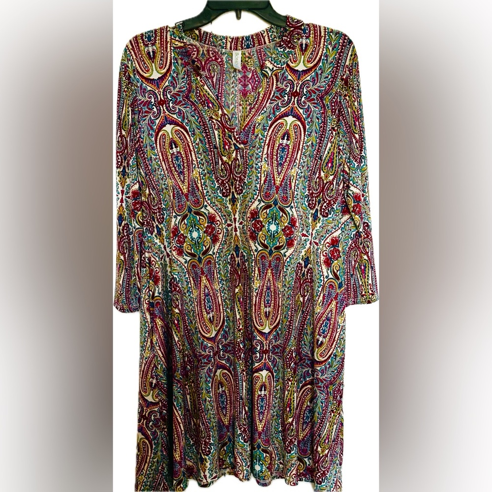 Boho Blue Paisley Multicolor Women's Tunic Top